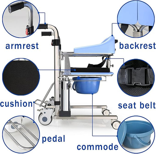 Stain Less Steel Hydraulic Patient Transfer Chair Lift (Multifunctional Wheelchair)