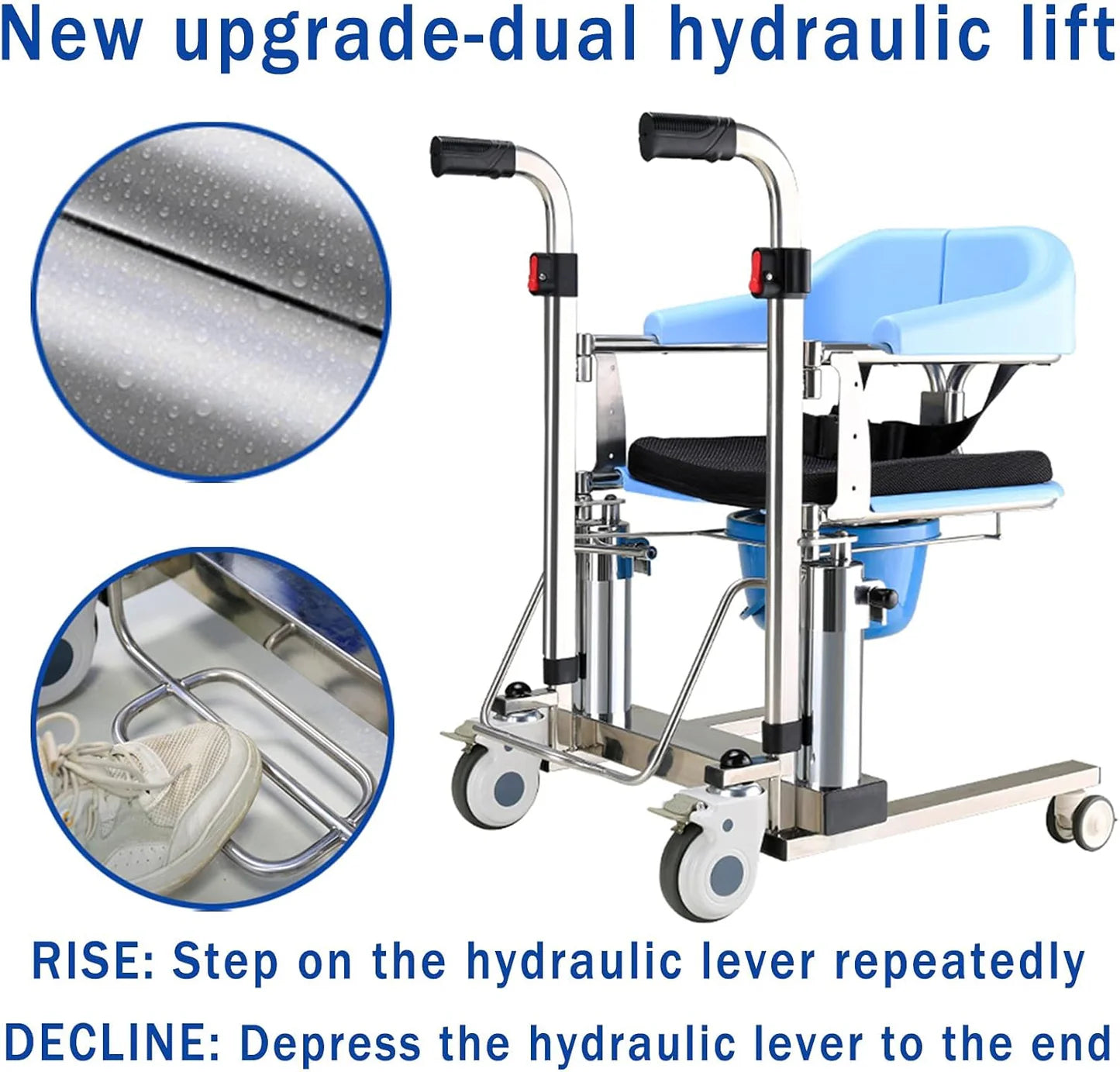 Stain Less Steel Hydraulic Patient Transfer Chair Lift (Multifunctional Wheelchair)