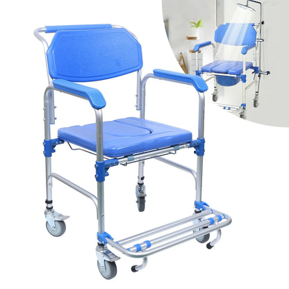 Aluminum Commode & Shower Wheelchair