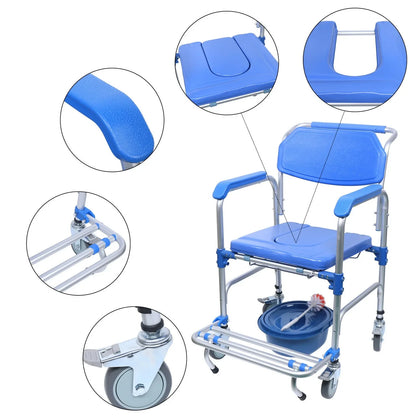 Aluminum Commode & Shower Wheelchair