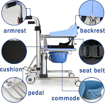 Stain Less Steel Hydraulic Patient Transfer Chair Lift  (Multifunctional Wheelchair)